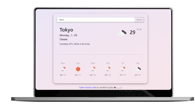Weather website landing page